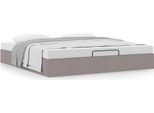 Syfax™ Struttura Letto Pouf Senza Materasso Tortora 180X200 Cm Tessuto