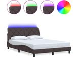 Syfax™ Giroletto Con Led Senza Materasso Marrone Scuro 140X190 Cm