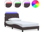 Syfax™ Giroletto Con Led Senza Materasso Marrone Scuro 100X200 Cm