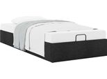 Syfax™ Struttura Letto Pouf Senza Materasso Nero 90X200 Cm In Tessuto