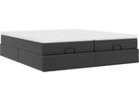 Syfax™ Struttura Letto Pouf Con Materassi Nero 180X200 Cm Pelle Finta