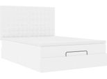 Syfax™ Struttura Letto Pouf Con Materasso Bianco 140X200 Cm Pelle Finta