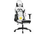 Syfax™ Sedia Da Gaming Massaggio Poggiapiedi Bianco E Nero Pelle Finta