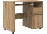 Syfax™ Scrivania Con Ruote Rovere Artigianale 91 X 50 X 77 Cm
