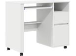 Syfax™ Scrivania Con Ruote Bianco 91 X 50 X 77 Cm Legno Multistrato
