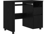 Syfax™ Scrivania Con Ruote Con Cassetto Rovere Nero 91 X 50 X 77 Cm