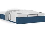 Syfax™ Struttura Letto Pouf Senza Materasso Blu 120X190 Cm In Tessuto
