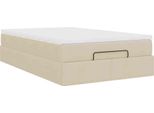 Syfax™ Struttura Letto Pouf Con Materasso Crema 120X190 Cm In Tessuto