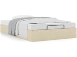Syfax™ Struttura Letto Pouf Senza Materasso Crema 120X200 Cm Tessuto