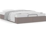 Syfax™ Struttura Letto Pouf Senza Materasso Tortora 140X190 Cm Tessuto