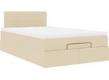 Syfax™ Struttura Letto Pouf Con Materasso Crema 120X190 Cm In Tessuto