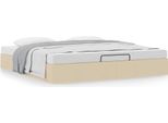 Syfax™ Struttura Letto Pouf Senza Materasso Crema 160X200 Cm Tessuto