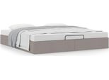 Syfax™ Struttura Letto Pouf Senza Materasso Tortora 200X200 Cm Tessuto
