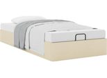 Syfax™ Struttura Letto Pouf Senza Materasso Crema 80X200 Cm In Tessuto