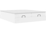Syfax™ Struttura Letto Pouf Con Materassi Bianco 160X200 Cm Pelle Finta