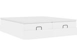 Syfax™ Struttura Letto Pouf Con Materassi Bianco 200X200 Cm Pelle Finta