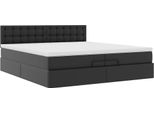 Syfax™ Struttura Letto Pouf Con Materassi Nero 200X200 Cm Pelle Finta