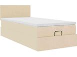 Syfax™ Struttura Letto Pouf Con Materasso Crema 80X200 Cm In Tessuto