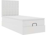 Syfax™ Letto Pouf Con Materasso Bianco 80X200 Cm Pelle Finta