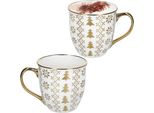 Set Di 2 Tazze Jumbo 450 Ml In Porcellana Abete Bianco Oro Tazza Da Tè Caffè