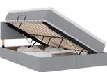 Vidaxl Letto Con Contenitore E Led Grigio Chiaro 140 X 190 Cm Poliestere