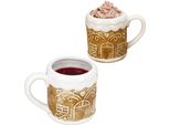 2X Tazza Casa Di Pan Di Zenzero In Gres Marrone Chiaro 350 Ml Caffè Natale