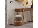 Casa Padrino Sgabello Bianco / Grigio / Ottone / Marrone Ø 40 X H. 45 Cm - Mobili Per Hotel