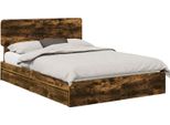 Vidaxl Letto Contenitore Rovere Fumé 140 X 190 Cm Materiale A Base Di Legno
