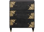 Vidaxl Credenza Nera 60 X 33 X 75 Cm In Legno Massiccio Di Mango