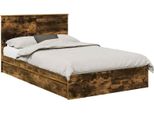 Vidaxl Letto Contenitore Rovere Fumé 135 X 190 Cm Materiale A Base Di Legno