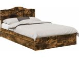 Vidaxl Letto Contenitore Rovere Fumé 135 X 190 Cm Materiale A Base Di Legno