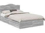 Vidaxl Letto Contenitore Grey Sonoma 135 X 190 Cm Materiale A Base Di Legno
