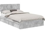 Vidaxl Letto Contenitore Grigio Cemento 135 X 190 Cm Materiale A Base Di Legno