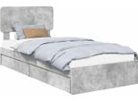 Vidaxl Letto Contenitore In Cemento Grigio 70 X 190 Cm Materiale Ligneo