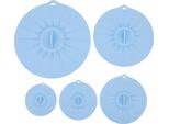 Set Di Coperchi In Silicone, Resistenti Al Calore, Riutilizzabili, Paraschizzi Per Microonde, Aspirazione Per Alimenti, Per Ciotole, Pentole, Padelle, 5 Pezzi, Blu