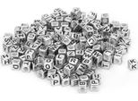 500 Pezzi Di Perline Di Lettere, Perline Acriliche Da 6 Mm Con Motivo Dalla A Alla Z Per La Creazione Di Gioielli, Perline Per La Creazione Di Braccialetti, Perline Dell'alfabeto (Argento)