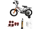 Bicicletta Per Bambini, 14 Pollici Acciaio Al Carbonio, Manubrio Antiscivolo, Sella Regolabile Per Bambini, Con Ruote Di Allenamento E Freni Per Bambini Di 3 Anni