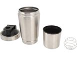 Bottiglia Shaker, Acciaio Inox, Bilancia Per Proteine, Tazza Portatile Con Frusta Per Miscele Pre-Allenamento, Argento, 600 Ml