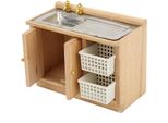 Cucina Della Casa Delle Bambole, Lavello In Miniatura In Scala 1/12, Accessori Per La Casa Delle Bambole In Scala 1/12, Casa Delle Bambole, Modello Di Mobili In Miniatura In Scala 1/12, Tavolo Con Cestini Per Il Lavello Delle Stoviglie Della Cucina