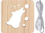Luce Led 3D In Legno Con Motivo A Lupo Cavo, Legno Di Pino Bianco Caldo, Alimentazione Usb, Lampada Notturna Decorativa
