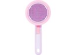 Pettine In Silicone Per Animali Domestici, Massaggio Confortevole, Spazzola Autopulente Per La Rimozione Dei Peli Con Manico Per Animali Domestici, Viola, Rosa