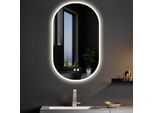 Hoko Specchio Da Bagno Ovale A Led 45 X 75 Cm Specchio Da Parete Antiappannamento E Illuminazione Specchio Da Bagno Interruttore A Sfioramento Specchio Luminoso