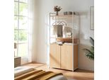 Appendiabiti 'Larem' Con Armadio 180 X 84 X 40 Cm Bianco/Rovere