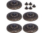 5 Set Di Bottoni A Vite, 30 Mm, Forma Rotonda, Bronzo Antico, Conchiglie Nero-Turchese Con Viti Da 4,5 Mm Per L'artigianato In Pelle