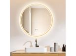 Hoko Specchio Da Bagno 80Cm Rotondo Illuminazione A Led, Specchio Da Parete Con Riscaldamento Specchio ANTI-FLAG E Con Interruttore A Sfioramento, Funzione Memoria Cambio Luce