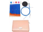 Set Di Ferri Circolari E Cavetti, Colore Blu-Oro, Aghi A Doppia Punta Intercambiabili Per Uso Domestico, 3,0-6,5 Mm