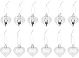 12 Pezzi Albero Di Natale Decor Cuore A Forma Di Ornamenti Romantici Appesi Per Festival Party Wedding Argento