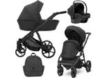 Carrozzina Kunert Arizo 3In1 In Ecopelle Nera, Navicella E Accessori