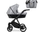 Ivento Passeggino Passeggino Carrozzina Per Bambini Seggiolino Auto Completo Set Passeggino 2 In 1 (Eco Grey Metalic, Colore Telaio: Nero)
