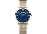 Versace VE8Q00424 Orologio Da Uomo Greca Slim Blu Argento Oro Nuovo